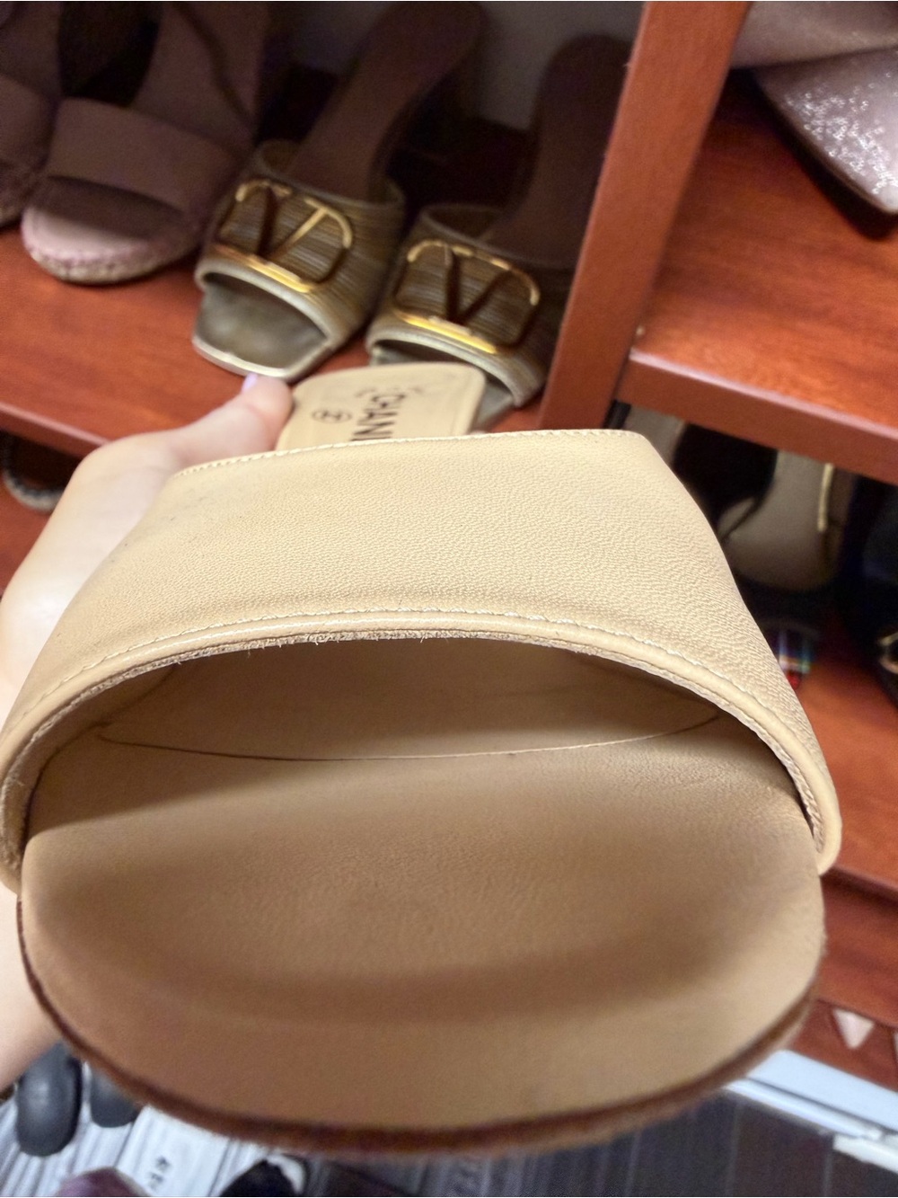 CHANEL Beige Open-Toe Slide Mules - Picture 4 of 13